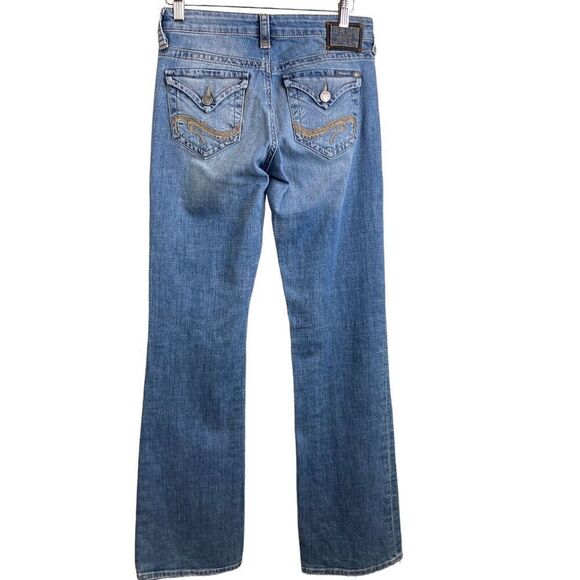 Mavi Women’s Abbie Flared Bootcut Denim Jeans Sz‎ 27/32 Flap Back Pocket Western - Picture 2 of 12